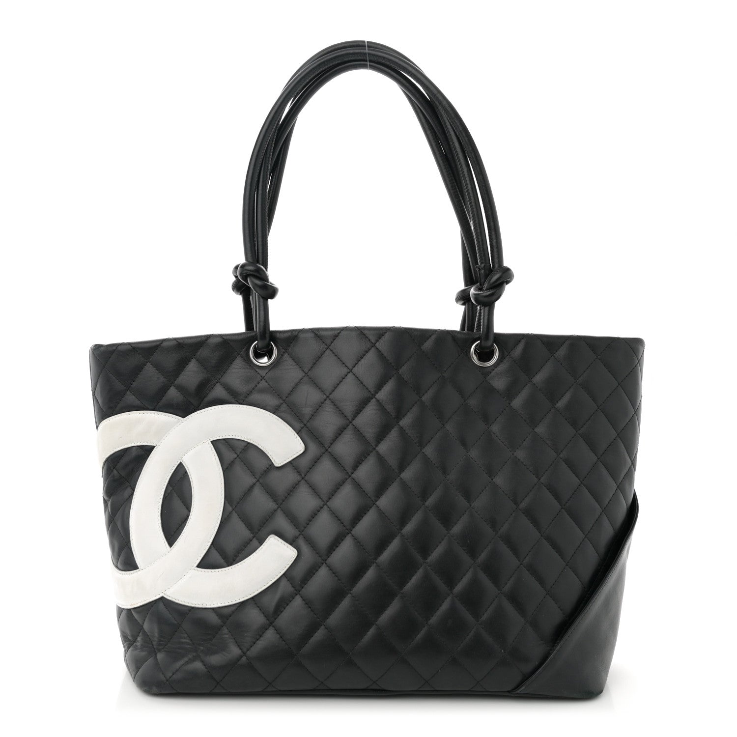 Calfskin Quilted Large Cambon Tote Black