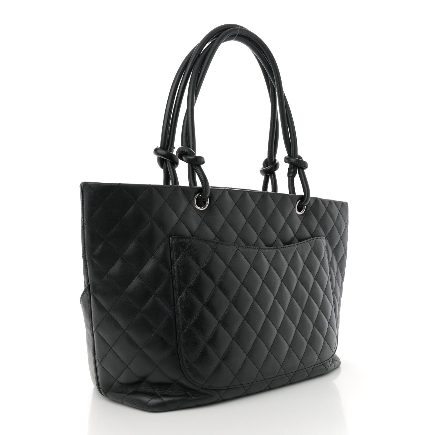 Calfskin Quilted Large Cambon Tote Black