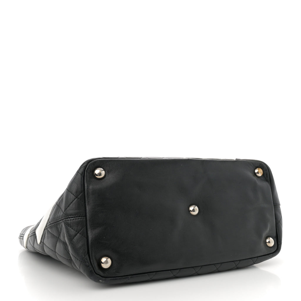 Calfskin Quilted Large Cambon Tote Black