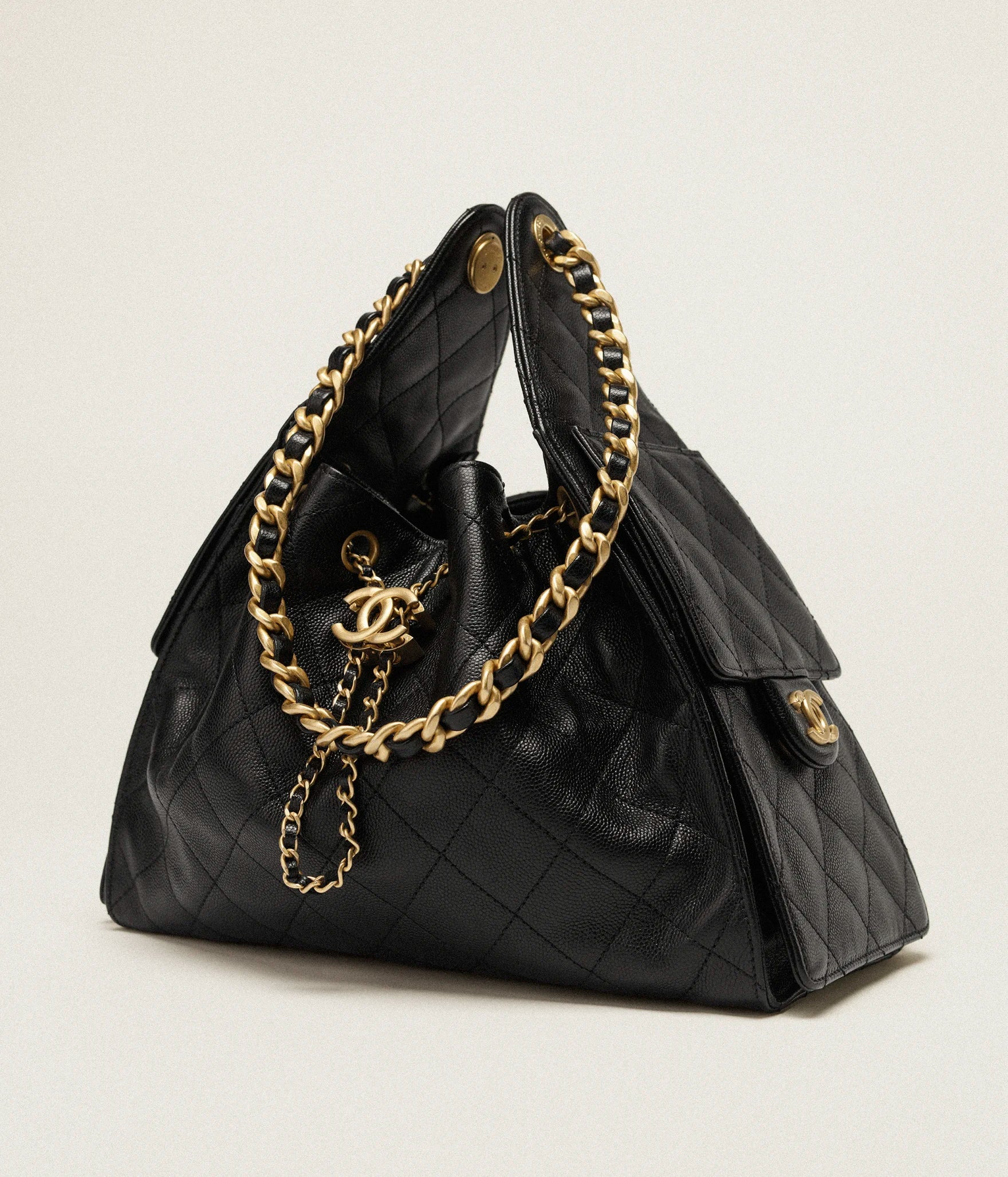 Grained Calfskin & Gold-Tone Metal