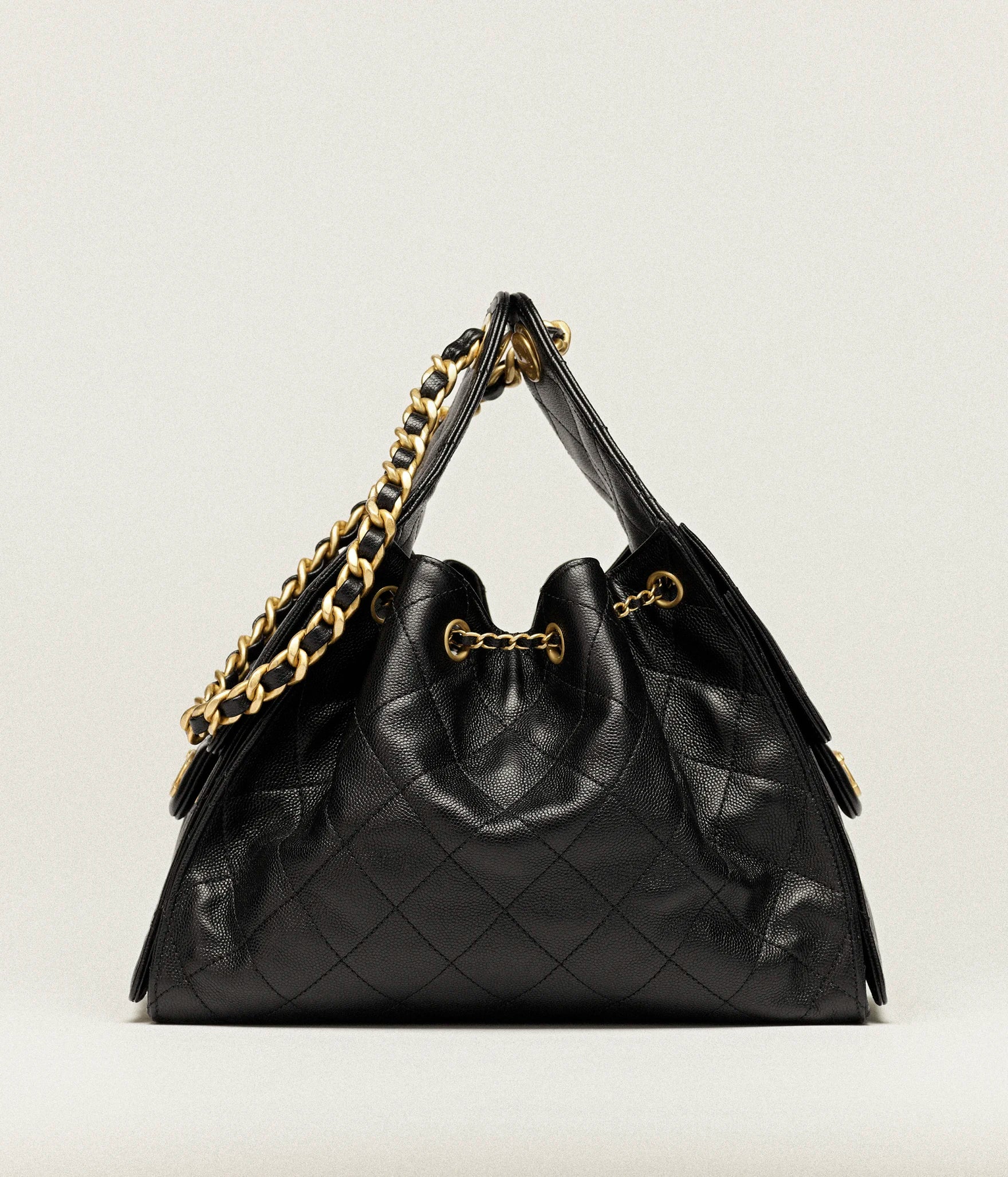 Grained Calfskin & Gold-Tone Metal